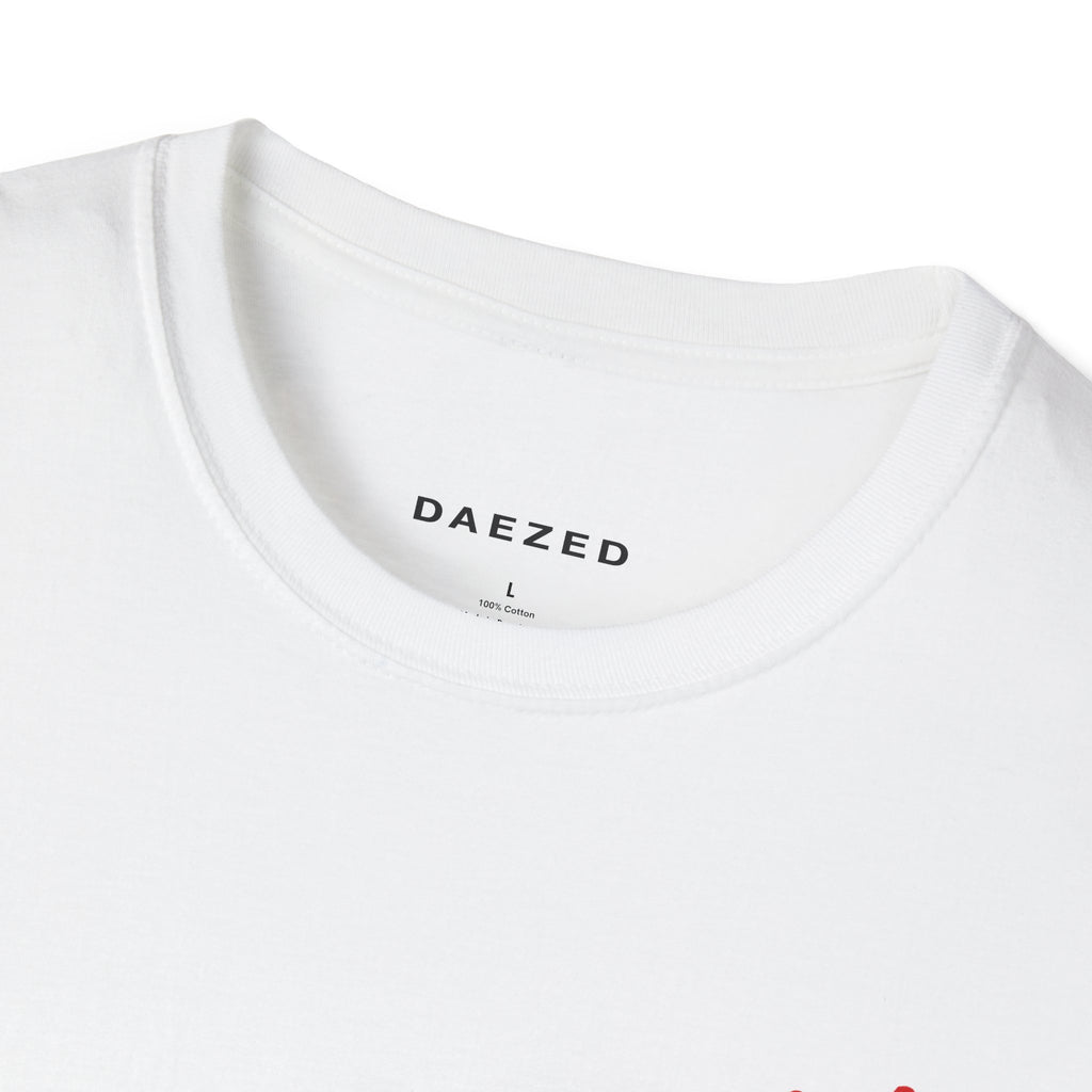 I Told Chat GPT About You T-Shirt | Red Script Back Print, Small Front Eye Logo