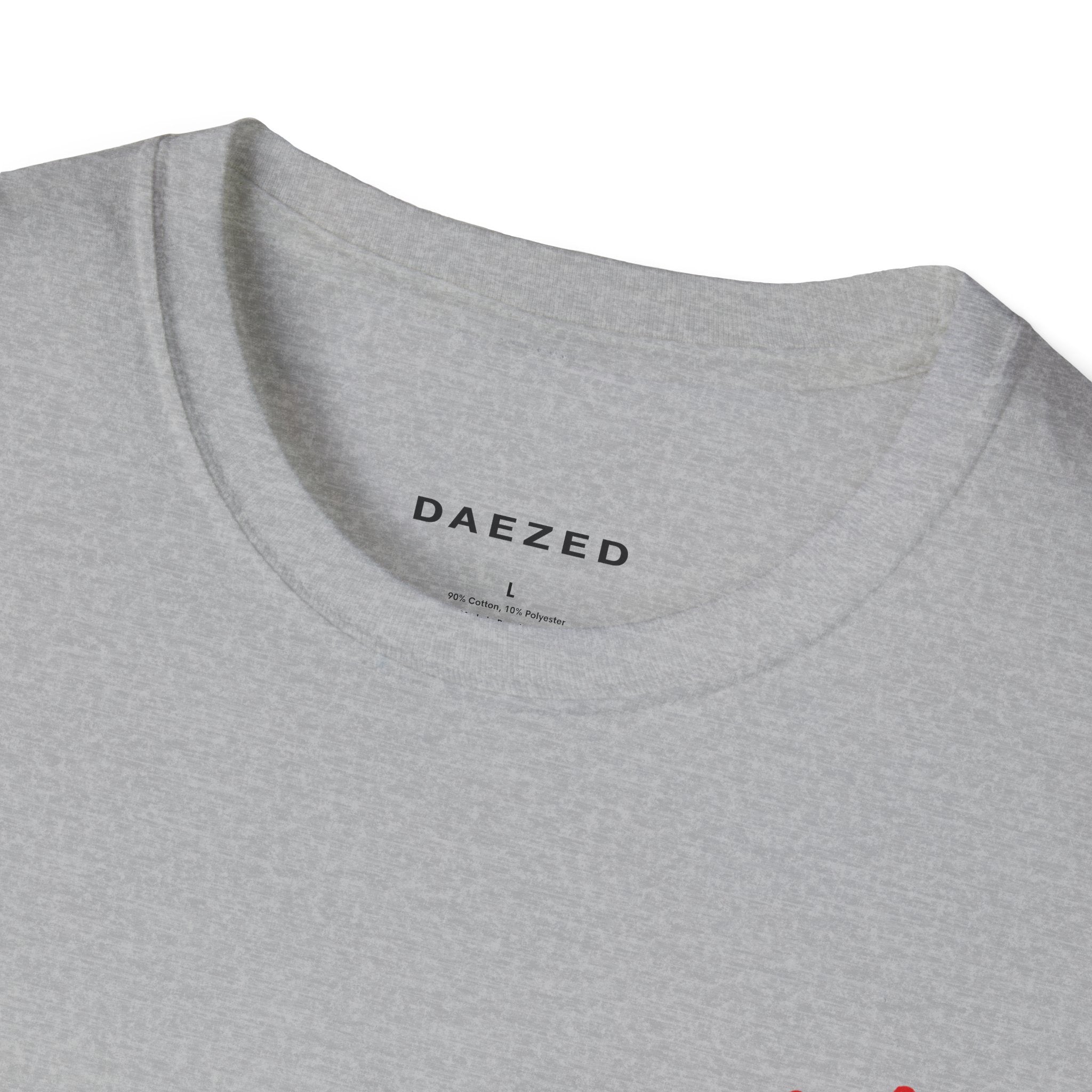 I Told Chat GPT About You T-Shirt | Red Script Back Print, Small Front Eye Logo