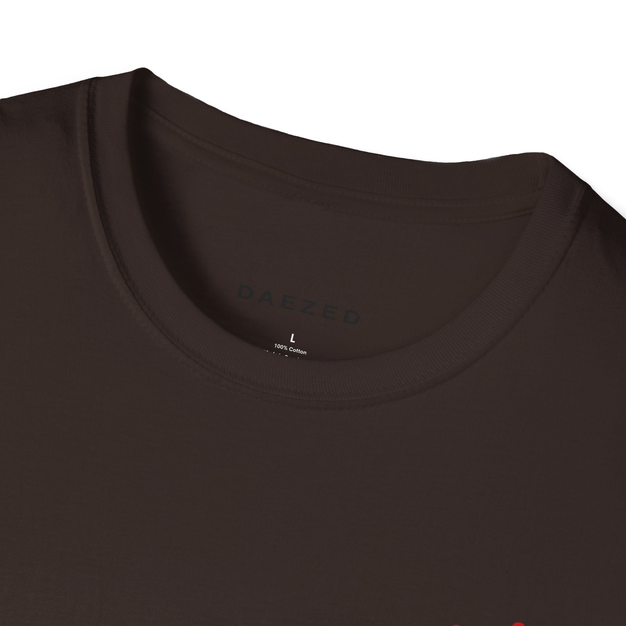 I Told Chat GPT About You T-Shirt | Red Script Back Print, Small Front Eye Logo