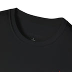 I Told Chat GPT About You T-Shirt | Red Script Back Print, Small Front Eye Logo
